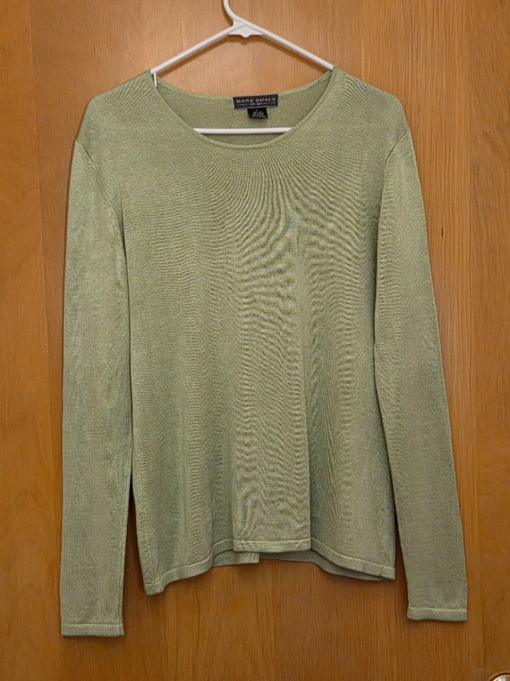 Vintage Mark Shale Sweater 100% Silk Knit Pullover Womens M Chartreuse Green